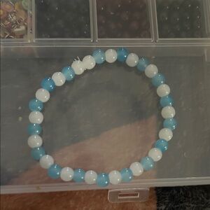 Blue and White Beaded Bracelet
